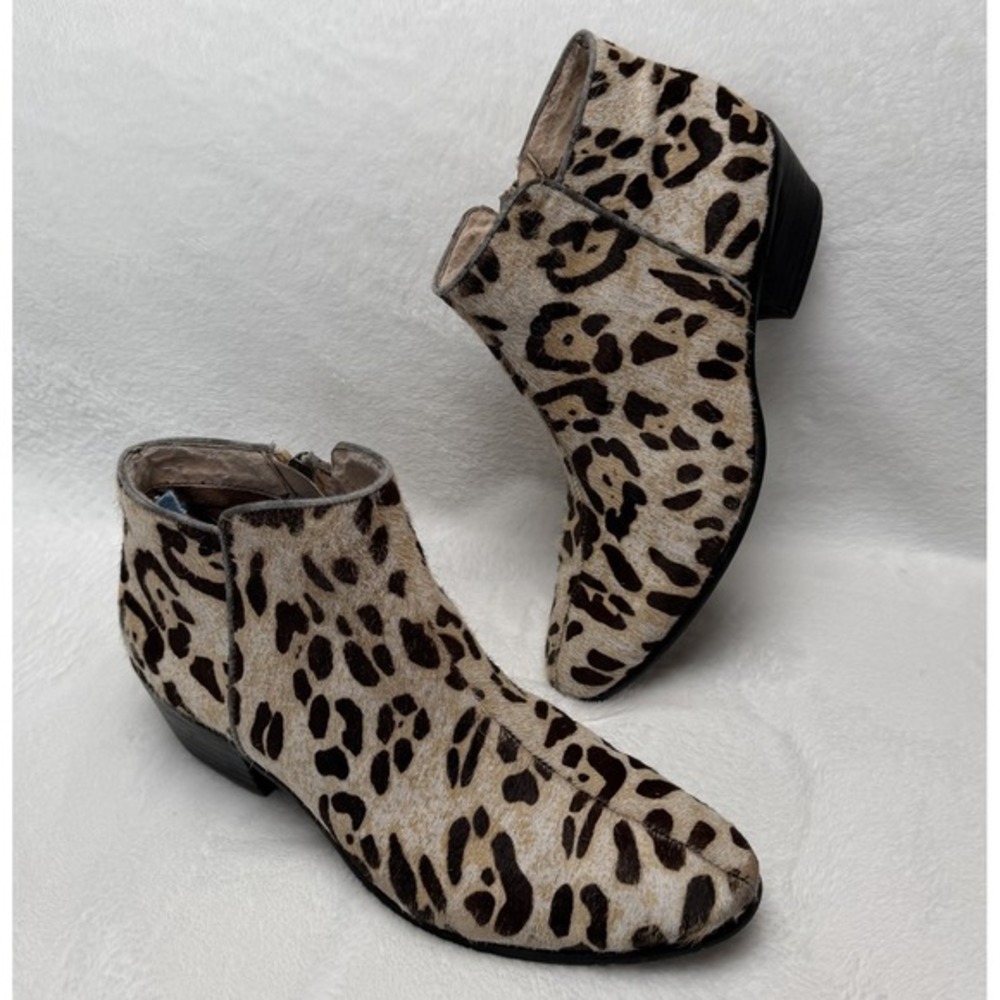 Sam Edelman Leopard Print Ankle Bootie Animal Hair Mob Wife Esthetic Glam‎ Edgy - Picture 2 of 16